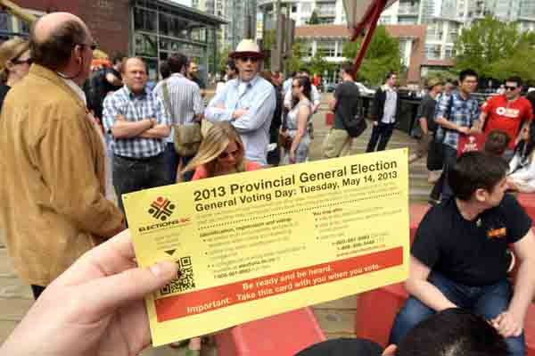 May 10 vote mob at Vancouver's Roundhouse, where over 400 people lined up to cast ballots early. Which party gets highest turnout may decide riding races tightened in past weeks. Photo: Joshua Berson 